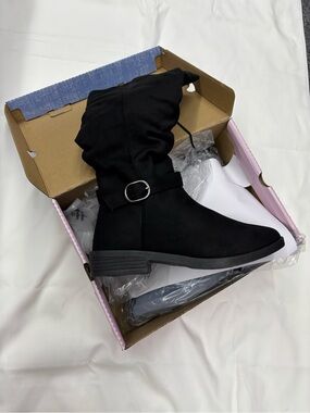 jcpenney Black Mid-Calf Buckle Detail Boots